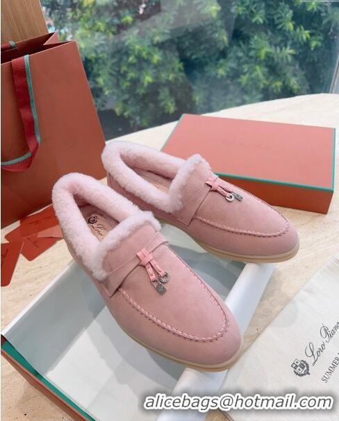 ​Best Price Loro Piana Summer Charms Walk Loafers with Fur LP110619 Pink 2023