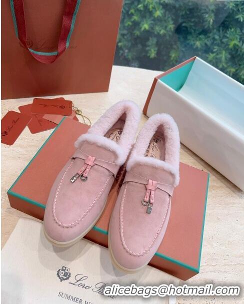 ​Best Price Loro Piana Summer Charms Walk Loafers with Fur LP110619 Pink 2023