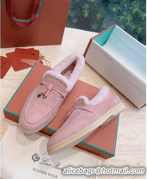 ​Best Price Loro Piana Summer Charms Walk Loafers with Fur LP110619 Pink 2023