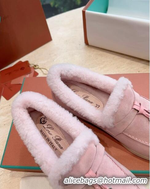 ​Best Price Loro Piana Summer Charms Walk Loafers with Fur LP110619 Pink 2023