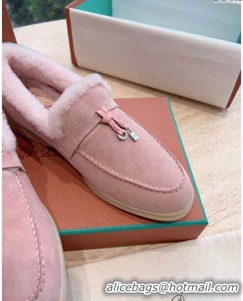 ​Best Price Loro Piana Summer Charms Walk Loafers with Fur LP110619 Pink 2023