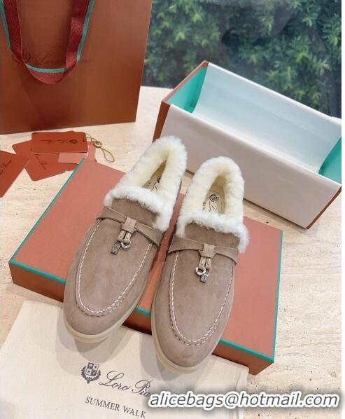 Grade Design Loro Piana Summer Charms Walk Loafers with Fur LP110621 Light Coffee 2023