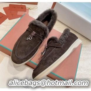 ​Top Quality Loro Piana Summer Charms Walk Loafers with Fur LP110623 Chocolate 2023