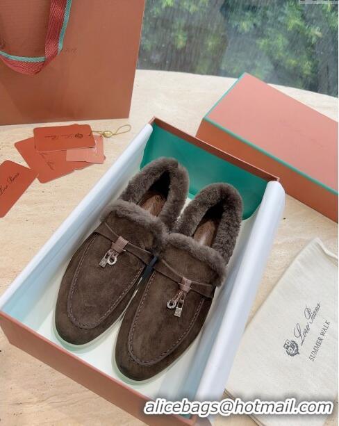 ​Top Quality Loro Piana Summer Charms Walk Loafers with Fur LP110623 Chocolate 2023