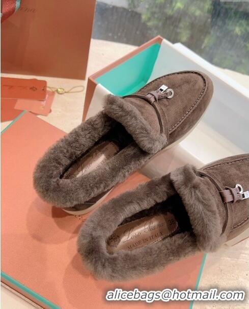 ​Top Quality Loro Piana Summer Charms Walk Loafers with Fur LP110623 Chocolate 2023