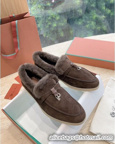 ​Top Quality Loro Piana Summer Charms Walk Loafers with Fur LP110623 Chocolate 2023