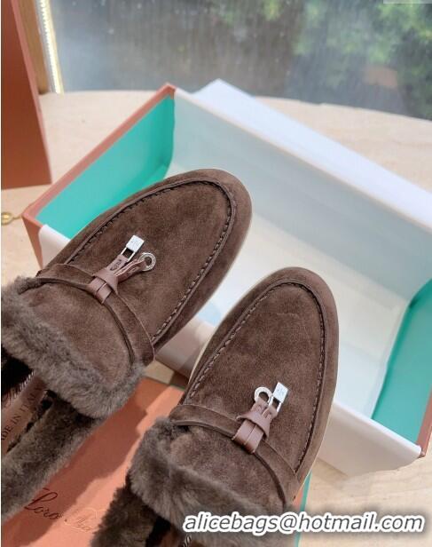 ​Top Quality Loro Piana Summer Charms Walk Loafers with Fur LP110623 Chocolate 2023