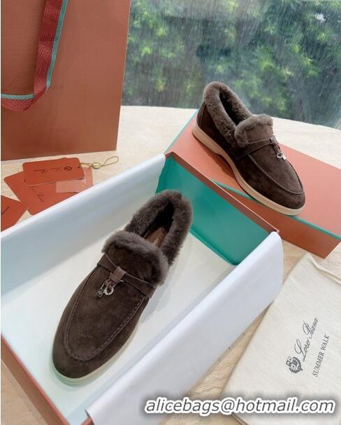 ​Top Quality Loro Piana Summer Charms Walk Loafers with Fur LP110623 Chocolate 2023