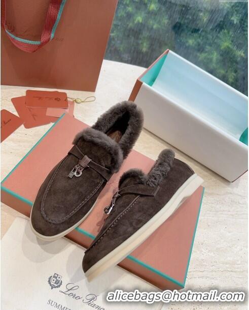 ​Top Quality Loro Piana Summer Charms Walk Loafers with Fur LP110623 Chocolate 2023