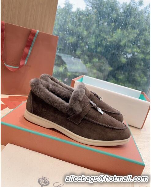 ​Top Quality Loro Piana Summer Charms Walk Loafers with Fur LP110623 Chocolate 2023