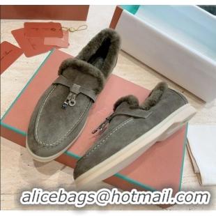 ​Promotional Loro Piana Summer Charms Walk Loafers with Fur LP110624 Green 2023