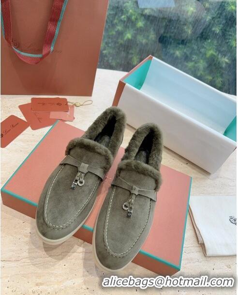 ​Promotional Loro Piana Summer Charms Walk Loafers with Fur LP110624 Green 2023