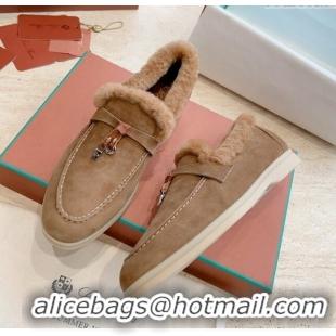 Promotional Loro Piana Summer Charms Walk Loafers with Fur LP110626 Brown 2023