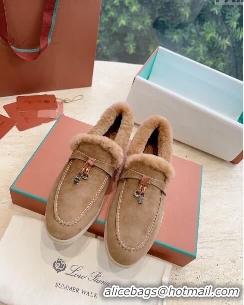 Promotional Loro Piana Summer Charms Walk Loafers with Fur LP110626 Brown 2023