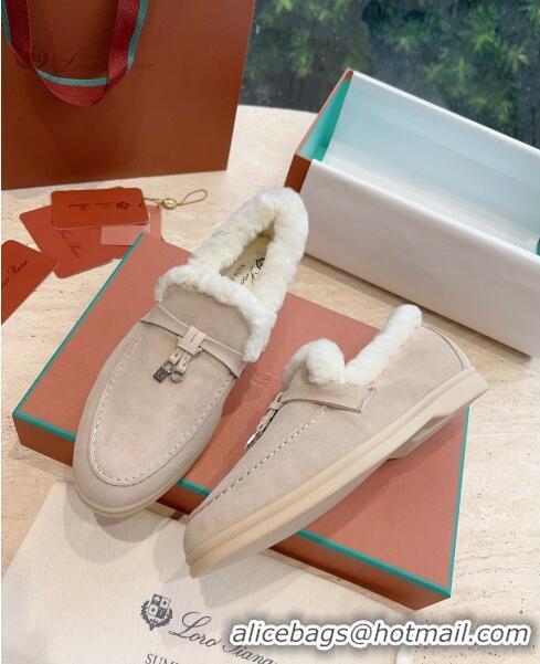 Good Product Loro Piana Summer Charms Walk Loafers with Fur LP110629 Beige 2023