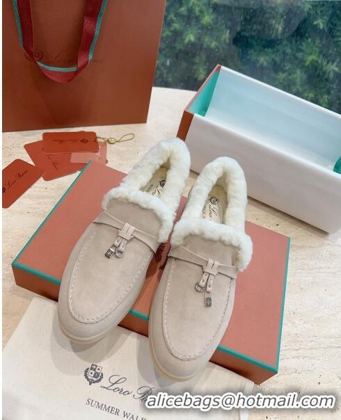 Good Product Loro Piana Summer Charms Walk Loafers with Fur LP110629 Beige 2023