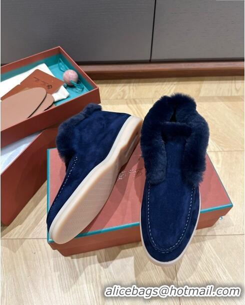 ​Good Product Loro Piana Open Walk Boots with Fur in Suede LP103113 Deep Blue 2023 Top