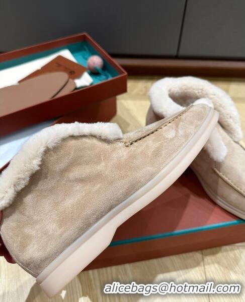 Traditional Specials Loro Piana Open Walk Boots with Fur in Suede LP103104 Apricot 2023 Top