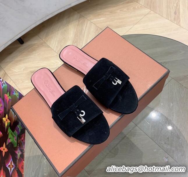 Buy Fashionable New Fashion Loro Piana Summer Charms Sandal in L1802 Black Suede 2023