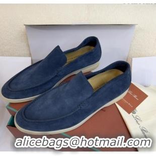 ​Good Taste Loro Piana Summer Walk Suede Loafers L1514 Navy Blue 2024 (For Men)