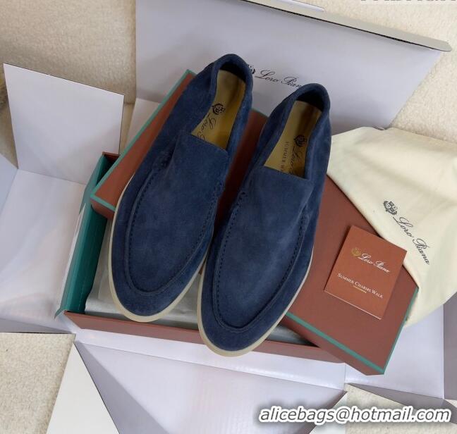 ​Good Taste Loro Piana Summer Walk Suede Loafers L1514 Navy Blue 2024 (For Men)