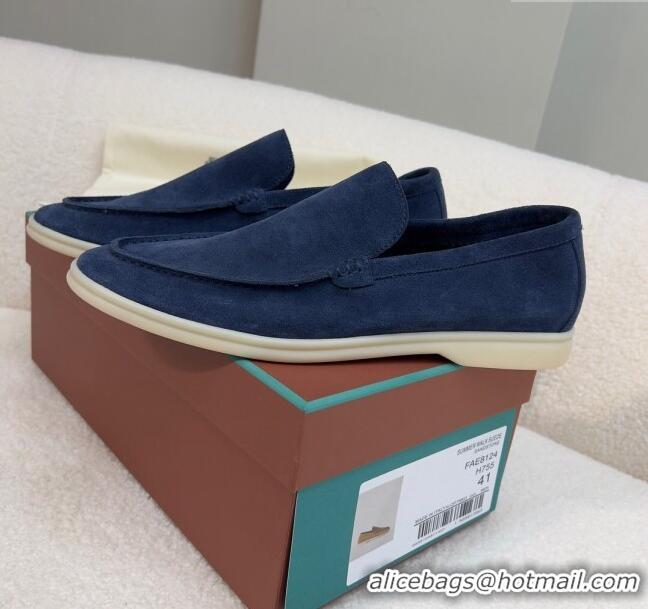 ​Good Taste Loro Piana Summer Walk Suede Loafers L1514 Navy Blue 2024 (For Men)