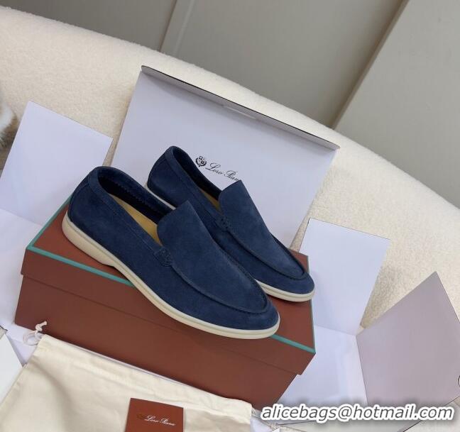 ​Good Taste Loro Piana Summer Walk Suede Loafers L1514 Navy Blue 2024 (For Men)