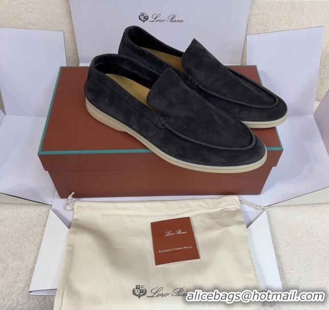 ​Famous Brand Loro Piana Summer Walk Suede Loafers L1514 Black 2024(For Men)