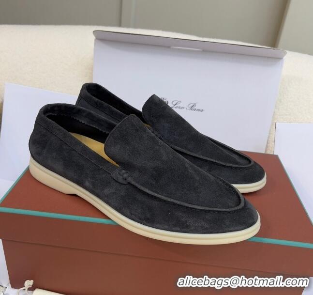 ​Famous Brand Loro Piana Summer Walk Suede Loafers L1514 Black 2024(For Men)