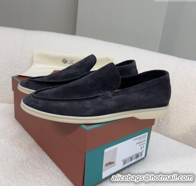 ​Famous Brand Loro Piana Summer Walk Suede Loafers L1514 Black 2024(For Men)