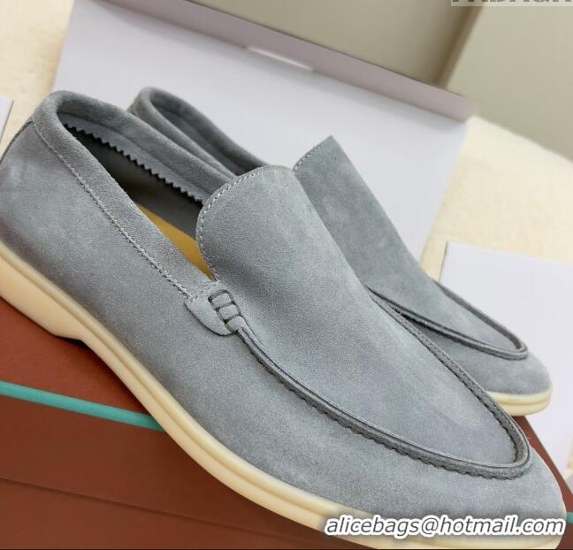 Promotional Loro Piana Summer Walk Suede Loafers L1514 Grey 2024 (For Men)