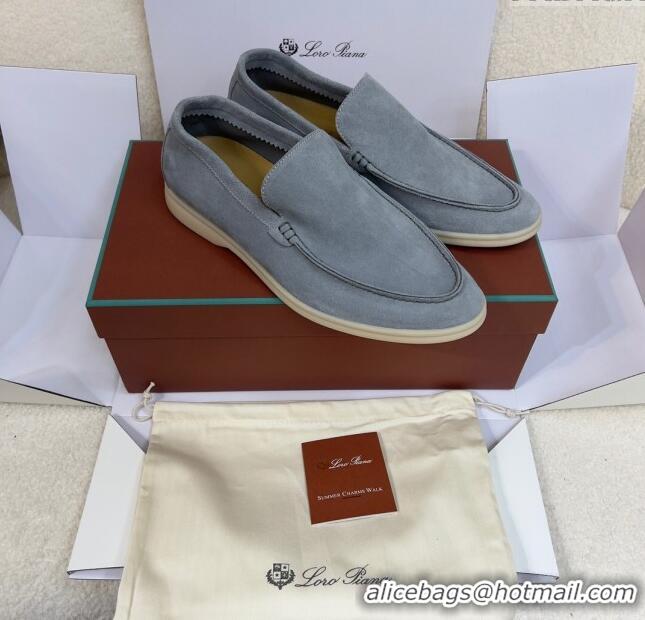 Promotional Loro Piana Summer Walk Suede Loafers L1514 Grey 2024 (For Men)