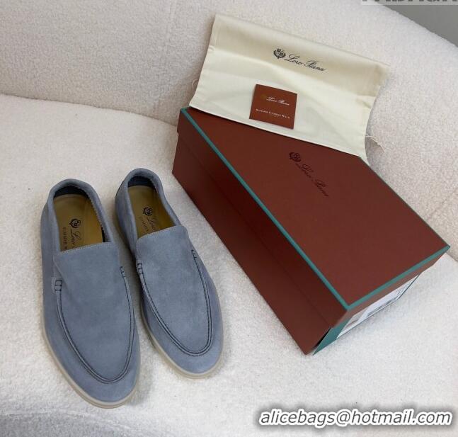 Promotional Loro Piana Summer Walk Suede Loafers L1514 Grey 2024 (For Men)