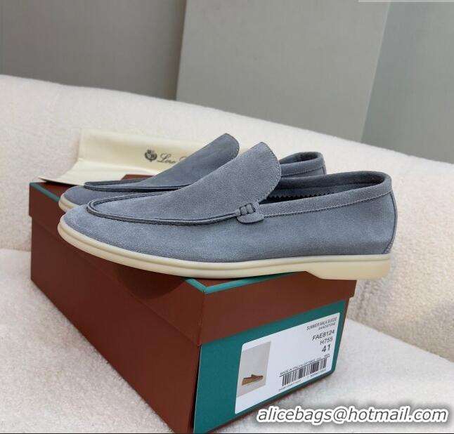 Promotional Loro Piana Summer Walk Suede Loafers L1514 Grey 2024 (For Men)