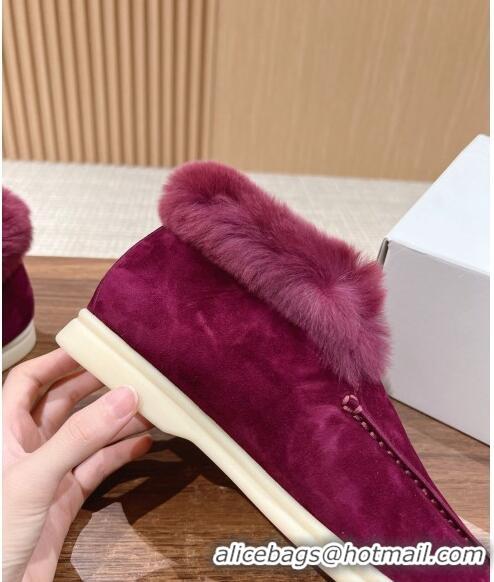 ​Famous Brand LP Open Walk Chukka Boots with Fur in Suede LP010901 Purple 2024 Top