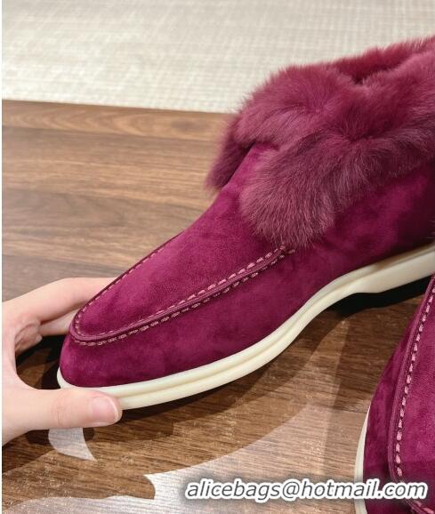 ​Famous Brand LP Open Walk Chukka Boots with Fur in Suede LP010901 Purple 2024 Top