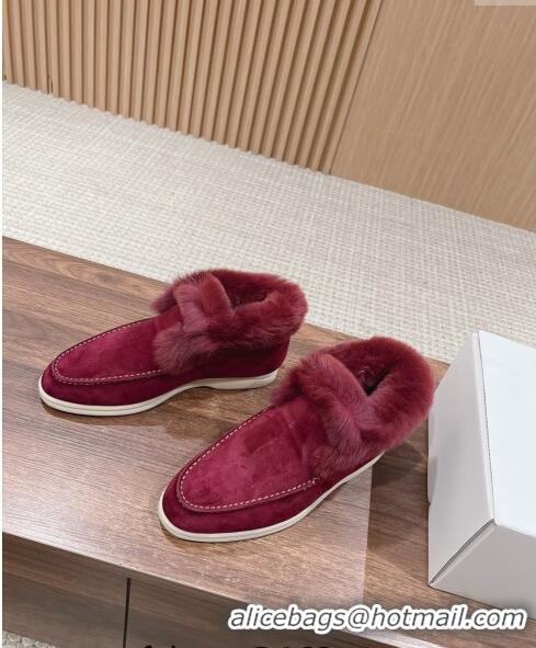 ​Famous Brand LP Open Walk Chukka Boots with Fur in Suede LP010901 Purple 2024 Top