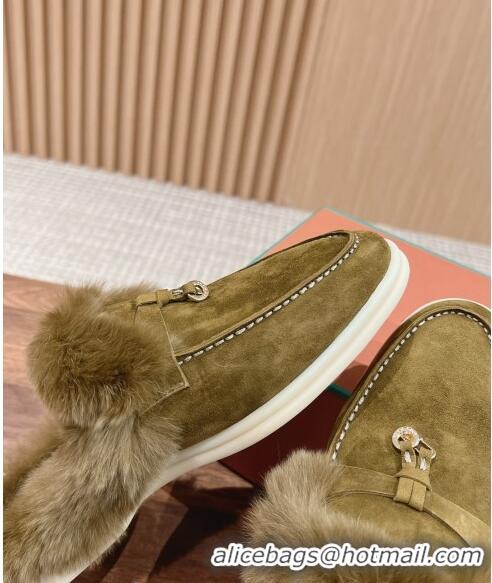 Discount LP Charms Walk Babouche Loafers with Fur in Suede LP010901 Green 2024 Top 