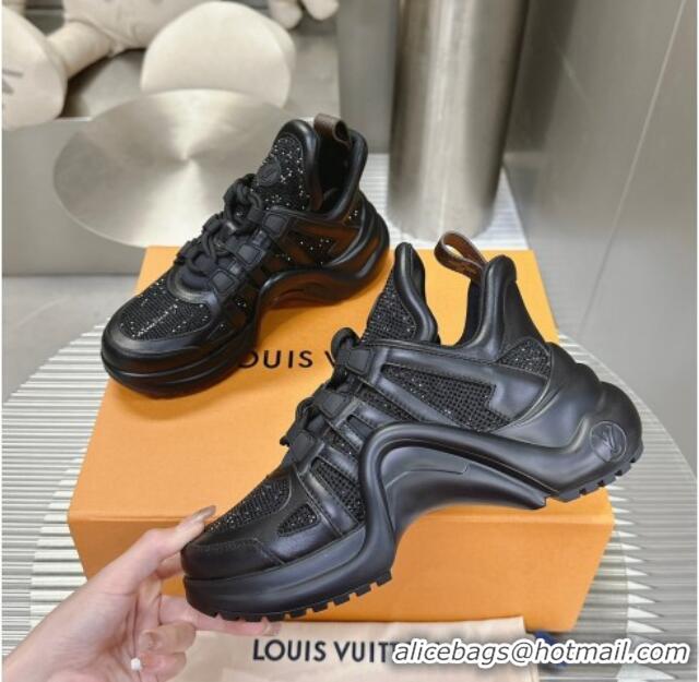 Good Quality Louis Vuitton Archlight Sneakers in Leather and Strass Black 0608005