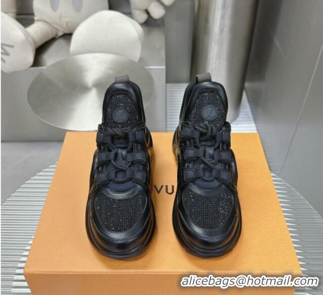 Good Quality Louis Vuitton Archlight Sneakers in Leather and Strass Black 0608005