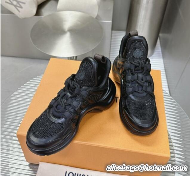 Good Quality Louis Vuitton Archlight Sneakers in Leather and Strass Black 0608005