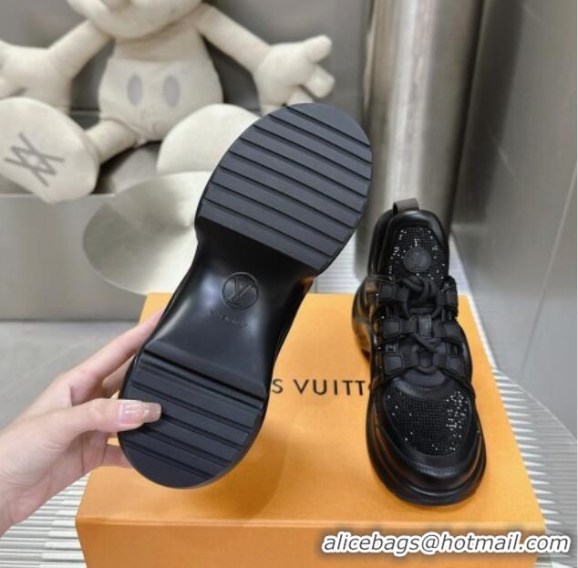 Good Quality Louis Vuitton Archlight Sneakers in Leather and Strass Black 0608005