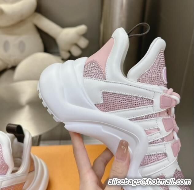 Purchase Louis Vuitton Archlight Sneakers in Leather and Strass Pink 608006