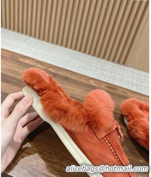 ​Promotional LP Charms Walk Babouche Loafers with Fur in Suede LP010901 Orange 2024 Top