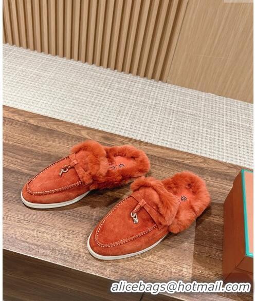 ​Promotional LP Charms Walk Babouche Loafers with Fur in Suede LP010901 Orange 2024 Top