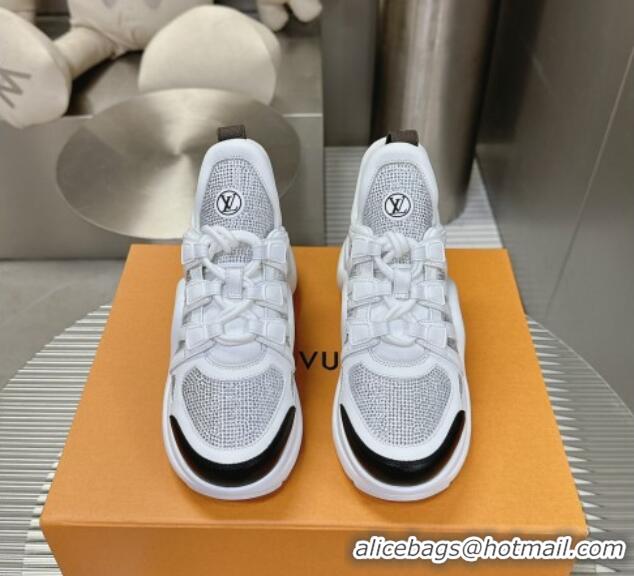 Grade Quality Louis Vuitton Archlight Sneakers in Leather and Strass White 608007