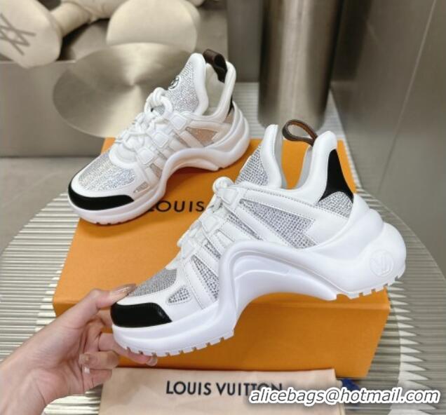 Grade Quality Louis Vuitton Archlight Sneakers in Leather and Strass White 608007