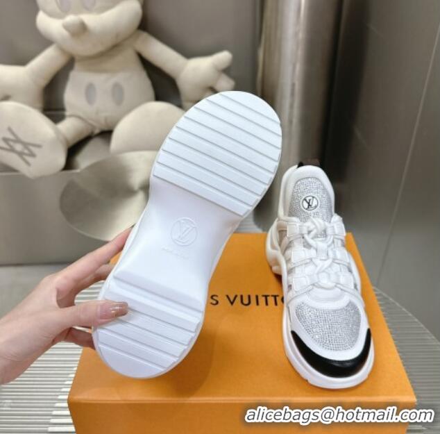 Grade Quality Louis Vuitton Archlight Sneakers in Leather and Strass White 608007