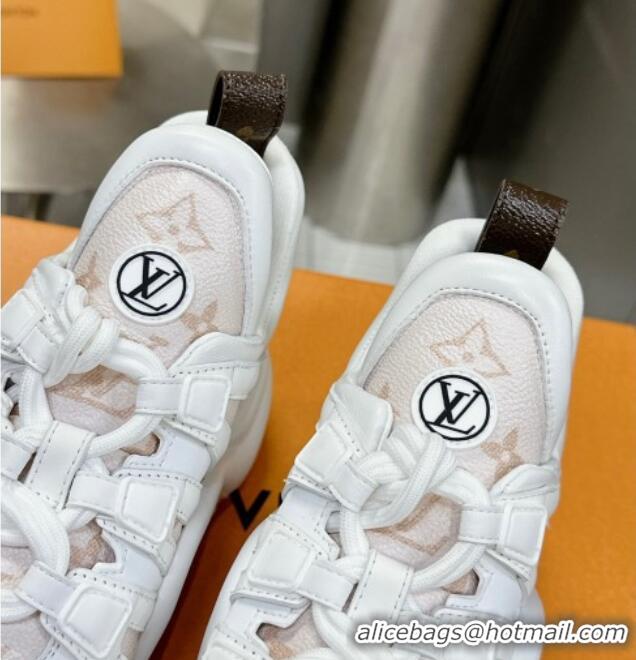 Perfect Louis Vuitton Archlight Sneakers in Leather and Patent Monogram Canvas Beige/White 608008