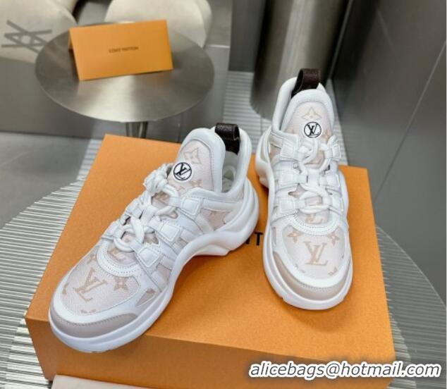 Perfect Louis Vuitton Archlight Sneakers in Leather and Patent Monogram Canvas Beige/White 608008